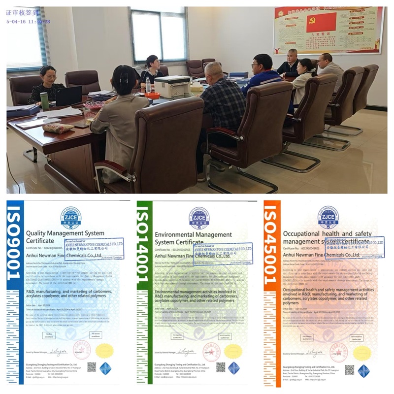 ISO 9001/14001/45001Acrylates/C10-30 Alkyl Acrylate Cross polymerAcrylates/ Steareth-20 Methacrylate Crosspolymer, Carbomer TR-1/TR-2/TR-3